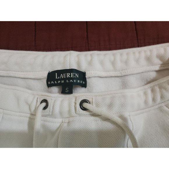 LRL Lauren Ralph Lauren Women’s Cream Shorts Size 8 Drawstring Fleece lined NICE - Picture 9 of 10